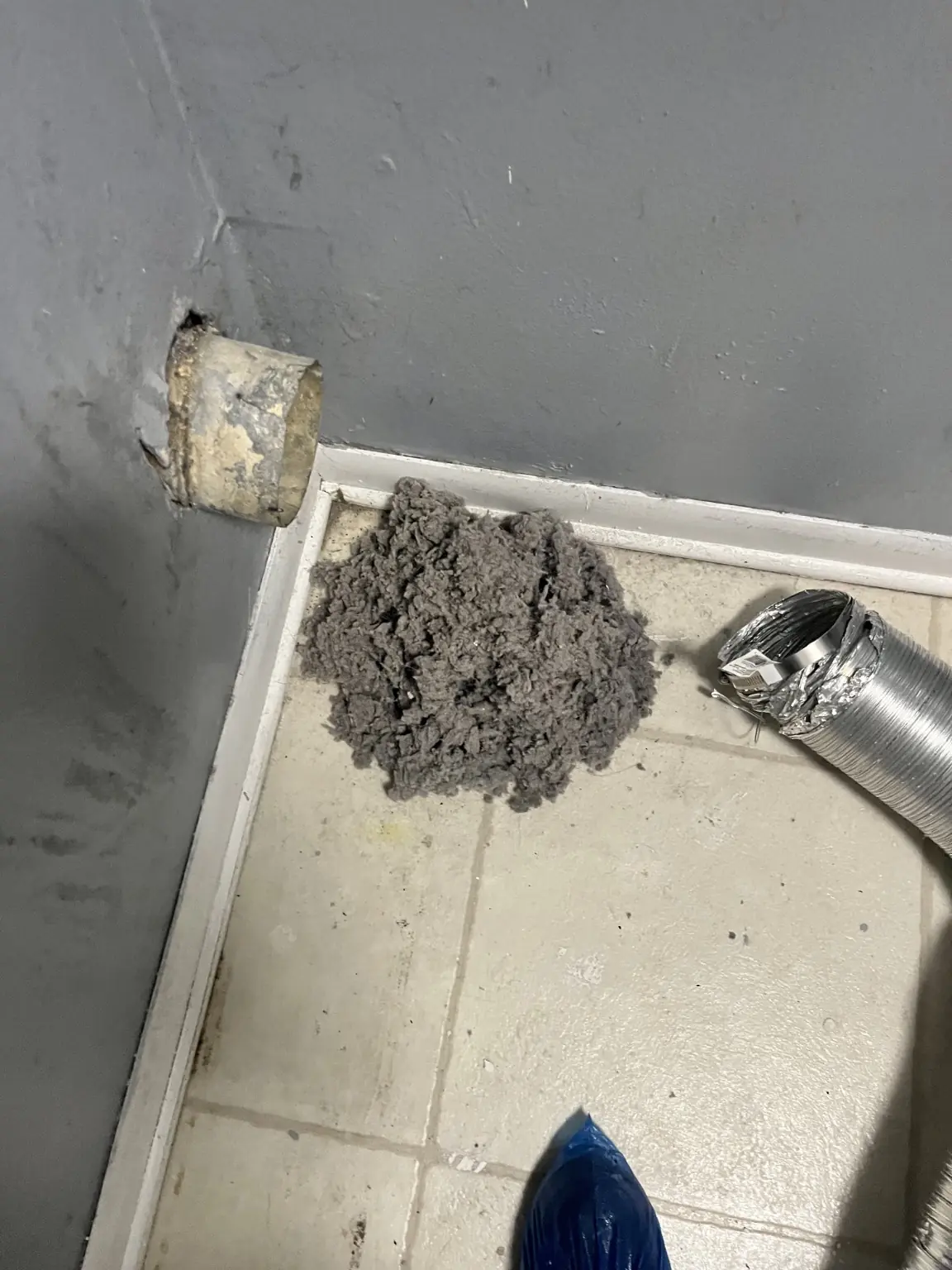 Lint removed from a residential dryer vent during a CleanFlow service visit